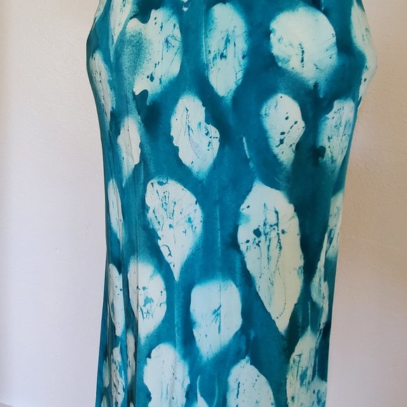 COPY - Silk Short midi halter Dress 6 8 10 bridesmaid party tiedyed painted pur… - Picture 15 of 16